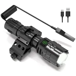 SCOPES UPPDATERAD P50 TAKTISK LED -ficklampa 2000 Lumen Uppladdningsbar zoombar ficklampa med ficklampan Mount Clip Hunting Weapon Light