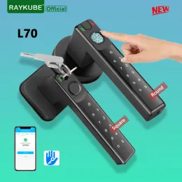 Kontrol Yeni Raykube L70 TT Kilit Akıllı parmak izi kapısı kilit şifresi Kilitle Kilit Kileyler Uygulama Kapalı Yatak Odası Ahşap Metal Kapı