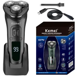 Стволы Kemei LCD DISLAY Водонепроницаемый электрический бритву для мужчин влажную сухой бороду Электрическая бритва для лицевого бритья.