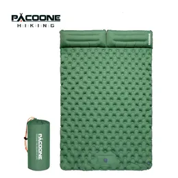 Pacoone Double Pading Camping Mattress 2 شخص سميك كوين منصات التخييم مرتبة خيمة للبالغين مضخة القدم 240416