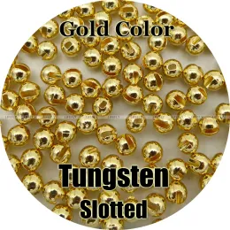 Accessories Gold Color, 100 Tungsten Beads, Slotted, Fly Tying, Fly Fishing