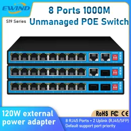 Kontrola Ewind 8 portów Gigabit PoE Switch z 2 porty łącza łącza 10/100/1000 Mbps Ethernet Przełącznik do kamery IP/bezprzewodowej AI SMART SLICK