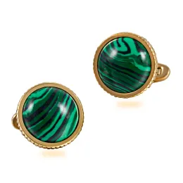 Links Malachite Natural stone Casting Serrated Stainless steel cufflink Tuxedo Shirt cufflinks