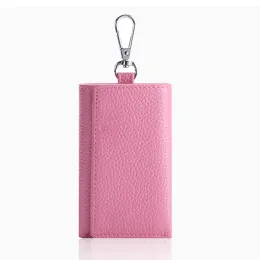 Wallets Portable Leather Housekeeper Holders Car Keychain Key Holder Bag Case Unisex Wallet Cover Simple Solid Color Storage Bag