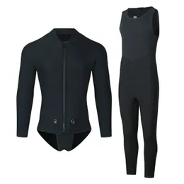 Zima M Neopren z kapturem Mężczyźni Mężczyźni Dwie kawałki Oddzielny zestaw nurkowy kombinezon Scuba Spearfising Surfing Deepwater Thermal Swimsuit 240409