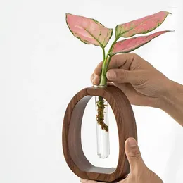 Вазы декоративные стеклянные тестовые пробирки для распространения вазы держатель растений деревянный арт для домашних водных растений цветочные дисплея