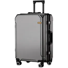 Luggage College 학생 지퍼 트롤리 케이스 ABS+PC 알루미늄 프레임 수하물 USB 소켓이있는 Ultright Mute Universal Wheit Case