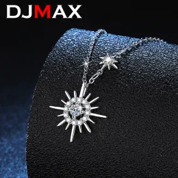 Necklaces DJMAX D Color S925 Sterling Silver Moissanite Pendant Female Tassel Star Moon Sixpointed Star Clavicle Chain Female Moissanite