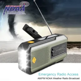 Radio Emergency NOAA Weather Radio,Portable Hand Crank Radio,Solar Powered,AM/FM,SOS Alarm,Flashlight 2000mAh Rechargeable Power Bank