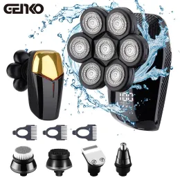 Shavers Genko New Shaver for Men 7D Indipendentemente 7 cutter Floating Testa impermeabile Electric Razor Wet and Dry Trimmer per l'uomo