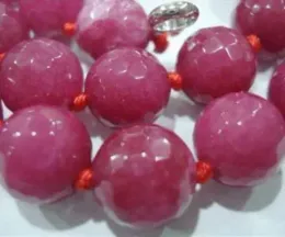 Necklaces new Natural 10mm Faceted Ruby Round beads Gemstone Necklace 18"AAA