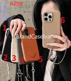 علبة الهاتف لـ iPhone 15 14 13 12 11 Pro Max Prox Xr XR XS Max 7 8 Plus Pra Phone Cover Da PP Chain Logo Luxury Classic Triangle Leather Card Bag Bag