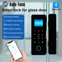 Kontroll smart dörrlås för träskjutande glasdörr hahalock app biometriskt fingeravtryck lås Bluetooth IC -kort elektroniskt digitalt lås