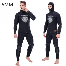 Tillbehör 5mm neopren huva våtdräkt män surf dykdräkt utrustning undervattensfiske spearfishing kitesurf badkläder varm våt kostym