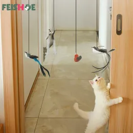 Toys Simulation Cat Toy Retractable Hanging Door Type Cat Scratch Rope Mouse Cat Selfhey Interactive Mouse Toy katten accessories