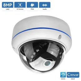 Lens Hamrolte 4K 8MP Onvif IP -камера Вандалепроницаемая водонепроницаемая наружная камера Dome Audio Audio Artic