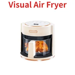 Fryers Large Capacity 4.5L Electric Air Fryer Multifunction Kitchen Household Homeappliance Glass Visualization Easy to Clean