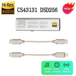 Förstärkare typ C till 3,5 mm DAC -hörlurarförstärkare CS43131 DSD256 Utgångsljudgränssnitt för iPhone PC HIFI Dekodning av ljudadapter Chip AMP