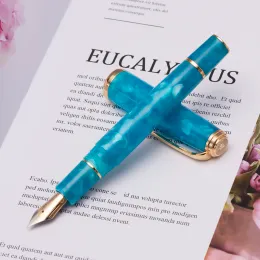 أقلام Hongdian N1 Retro Acrylic Resin Fountain Pen Series EF Nib Sky Blue Office Pen مع محول كتابة هدية أعمال القلم