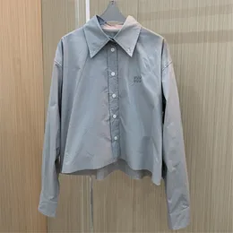 Gray Women Blouse T Shirts Luxury Designer Long Sleeve Tops Button Down Elagant Shirts