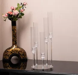 5 ذراع صافية شمعدانات لحفل الزفاف حامل شمعة الشمعة على الجدول CRYSTAL CRYSTAL 5 ARM Candlesticks Holder