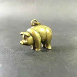 Dekoratif figürinler koleksiyon Çin pirinç oyma hayvan zodyak domuz zarif küçük kolye heykelleri