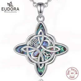 Colares Eudora Original 925 Sterling Silver Witch Nó Colar para homens Mulheres naturais abalone witchcraf amulet pingente wicca jóias