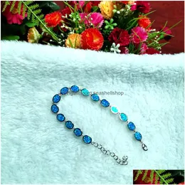 Collana bracciale Stock Blue Opal Fashion Jewelry for Women Drop Delivery Sets Dhcer