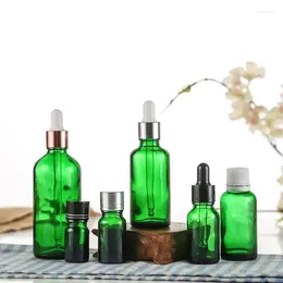 Figurine decorative 5pcs 5 ml 10 ml 15 ml 20 ml 30 ml 50 ml da 100 ml di goccia in vetro goccia goccia verde bottiglia di pipetta liquido verde ricaricabile