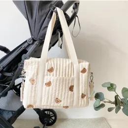 Väskor söt björn blöja väska moderskap packar baby föremål arrangör nappy barnvagn mamma väska bil caddy blöjor handväskor mor barn säck