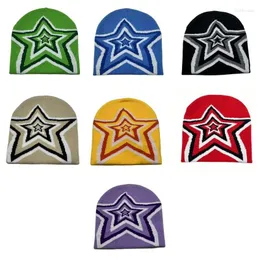 Berets Elastizität Windproof Mütze Hut Strick Jacquard Star Muster Hüte für erwachsene Teenager Dropship