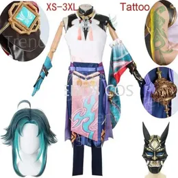 アニメコスチュームXiaoコスプレ衣装Xiao for Men Hallown Full Set with Wig Tattoos y240422