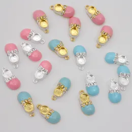 Clothing 20pcs /Lot DIY Craft Charms For Kids Mini Small Pink Blue Enamel Muslim Islamic Baby Shoes Charm For Baby Pin