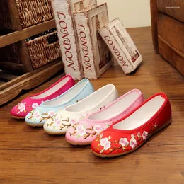 Casual Shoes Comemore Female Summer 2024 Flat-heeled Shoe National Dance Flats Comfortable Women's Loafers 34 Women Chinese Embroidered