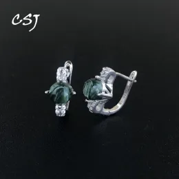 Ohrringe CSJ natürlicher Seraphinit Ohrring Sterling 925 Silber Charoite Labradorit Aquamarine Malachit Kyanite Mondstein für Frauenparty