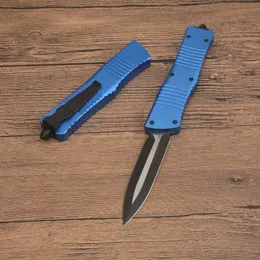 Promotion H9621 High-End-Auto-Taktikmesser VG10 Zweifarbige schwarze Doppelkante CNC Blue Aviation Aluminium Griff Outdoor-Überlebensmesser mit Nylonbeutel