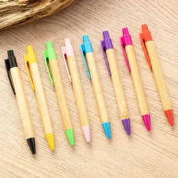 Färg Bambu Ballpoint Pen Wood Material Annonser Gift kan skriva ut logotyp Stock Multi-färg