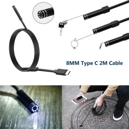 Камеры тип C USB Endoscope Camera 8mm 720p 8LED Водонепроницаемый змея эндоскопический осмотр жесткая трубка ПК Android для телефонов Huawei