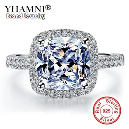 YHAMNI Real 100% 925 Sterling Silver Rings Whole Engagement Inlay 3 Ct SONA Simulation CZ Wedding Rings For Women GR001243d
