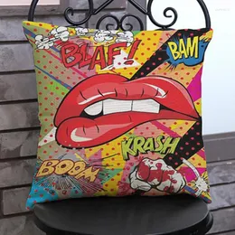 Pillow Cultural Art Dots Red Lips French Fries Dog Print Decorative Car Seat Covers Fashion Chair Cases