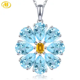 Pendants Natural Sky Blue Topaz Citrine Sterling Silver Pendants 6.5 Carats Genuine Multicolor Gemstone Romantic Fine Jewelrys Gifts