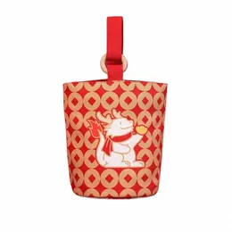 canva Bucket Bag Fi Large Capacity Handbag Lunch Pouch Carto Drag Shop Bags W28p#