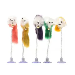 Toys Cartoon Pet Cat Toy Stick Feather Rod Mouse Toy With Mini Bell Cat Catcher Teaser Interactive Cat Toy Random Color Pet Supplies