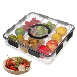 Platten Snack Box Divided Serving Tably Wurstwarenbehälter mit 6 Fachquadratspeicher Clear Organizer für
