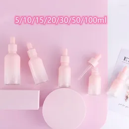 Dekoracyjne figurki 15pcs 5-100 ml szklana butelka z kropla płynna różowa serum czapki/niezbędna podstawowa pipeta uzupełniająca