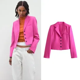 Blazers Womens Suit Jacket 2024 Spring Slim V-Neck Short Coat Chic Street Elegant Fashion Warm Womens kostym 240422