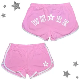 Casual High Womens Sweatpants Estetiska söta rosa shorts Grunge Print Streetwear Casual High midje Punk Fairycore Slim Shorts 240420
