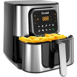 Fryers 2023 New Ecowell Txs5t2 6 Quart Air Fryer ، 8 presets food ، شاشة تعمل باللمس الرقمي ، الطهي الصحي ، Bpafree ، 1700 واط ، أسود