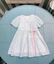 2024 Nuova Sweet Girl Dress Design Design Lettera di ricamo a sbuffo Floro frammentato Floro Appeding Gonza A fila di compleanno A fila di compleanno