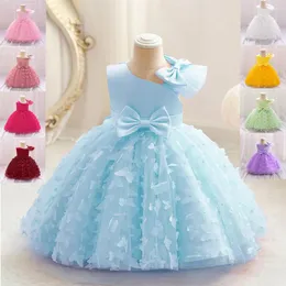 Girl Dresses Summer 3D Butterfly Party Dress For Mesh Tutu 1st Birthday Baptism Ball Gown Flower Princess Wedding Prom Kids Clothe